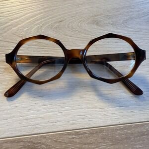 Graceline Vintage Octagon Tortoiseshell 5 1/4 Prescription Eyeglasses Readers